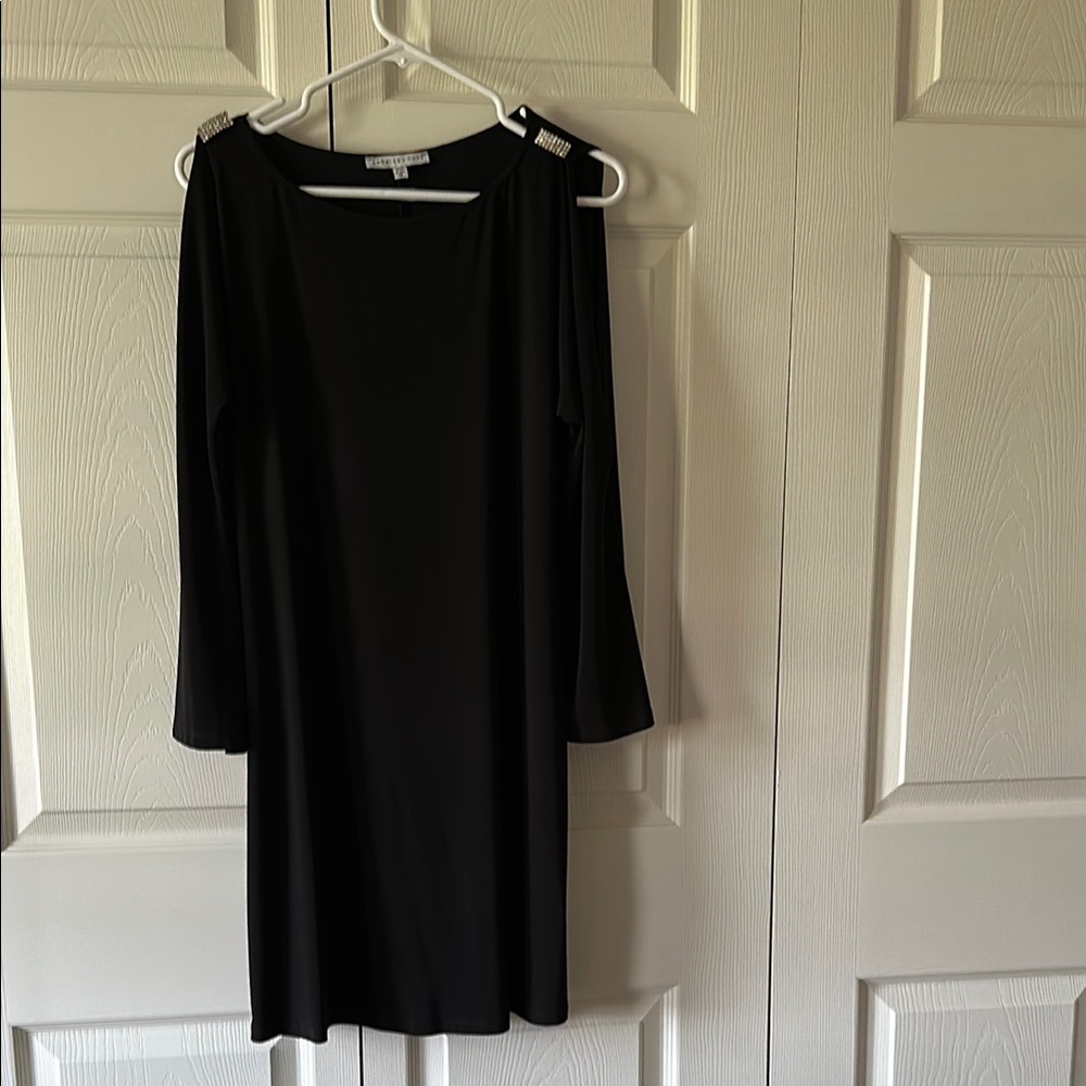 Annalee + Hope Black Cold Shoulder Bell Sleeve Dress